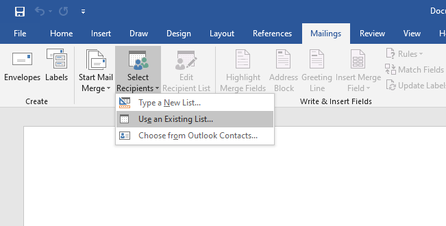 steps of mail merge in ms word 2019